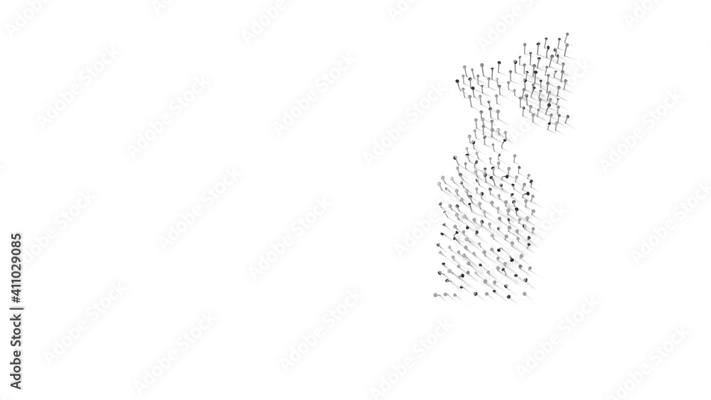 3d rendering of nails in shape of symbol of oxygen mask with shadows isolated on white background 3d rendering of nails in shape of symbol of oxygen mask with shadows isolated on white background