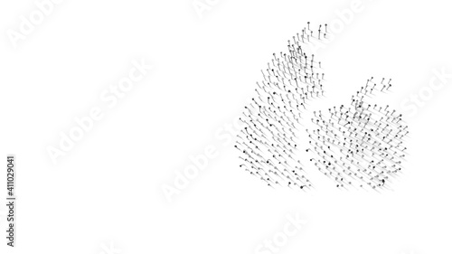 3d rendering of nails in shape of symbol of pear and apple with shadows isolated on white background