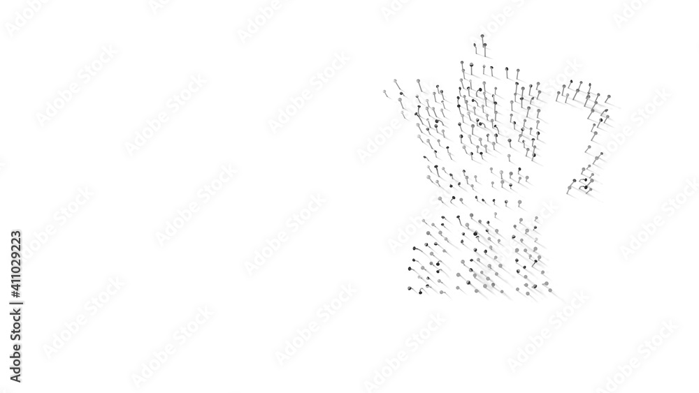 3d rendering of nails in shape of symbol of moka coffee maker with shadows isolated on white background 3d rendering of nails in shape of symbol of moka coffee maker with shadows isolated on white background