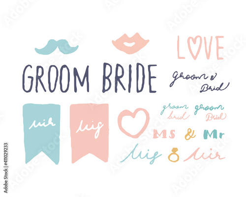 新郎新婦の手書き風ロゴ　Bride and groom handwritten logo