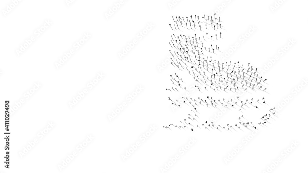 3d rendering of nails in shape of symbol of ice skate shoes with shadows isolated on white background 3d rendering of nails in shape of symbol of ice skate shoes with shadows isolated on white background