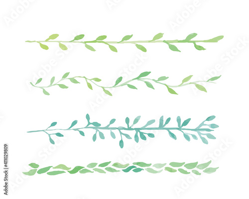 水彩タッチ手書きの草木ライン　Greenery elements,vintage nature botanical collection. Vector illustrations