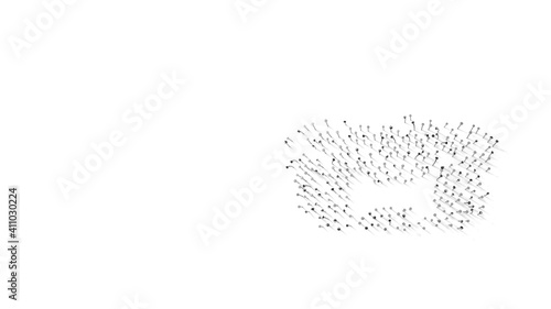 3d rendering of nails in shape of symbol of dog bowl with shadows isolated on white background