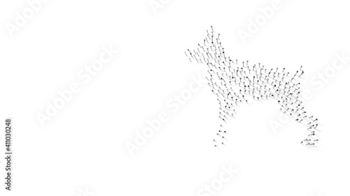 3d rendering of nails in shape of symbol of dog with shadows isolated on white background