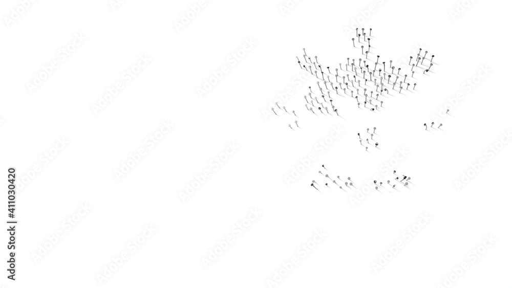 3d rendering of nails in shape of symbol of coronavirus with shadows isolated on white background
