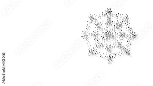 3d rendering of nails in shape of symbol of cobweb with shadows isolated on white background