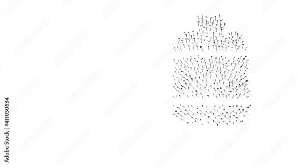 3d rendering of nails in shape of symbol of bottle with shadows isolated on white background 3d rendering of nails in shape of symbol of bottle with shadows isolated on white background