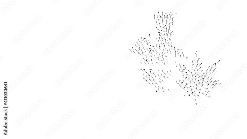 Fototapeta premium 3d rendering of nails in shape of symbol of bong with shadows isolated on white background