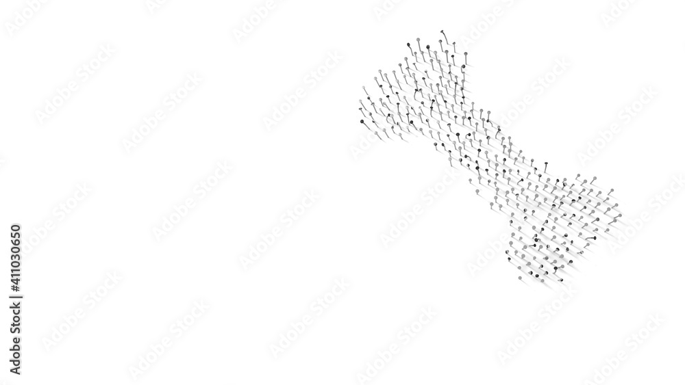 3d rendering of nails in shape of symbol of bone with shadows isolated on white background 3d rendering of nails in shape of symbol of bone with shadows isolated on white background
