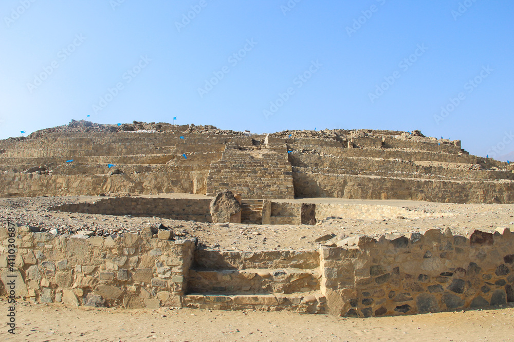 Ancient pyramids in the lost city of Caral Supe Peru