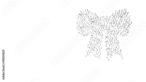 3d rendering of nails in shape of symbol of bow with shadows isolated on white background