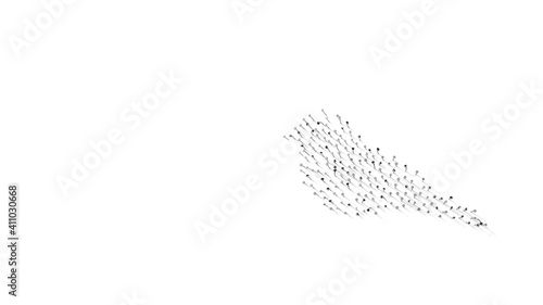 3d rendering of nails in shape of symbol of bird with shadows isolated on white background