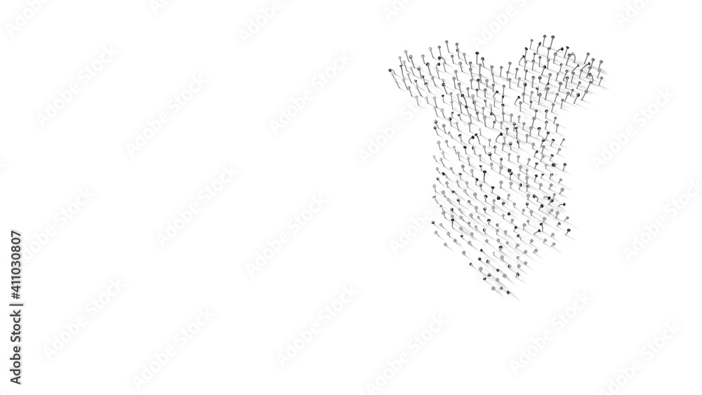 3d rendering of nails in shape of symbol of baby bodysuit with shadows isolated on white background 3d rendering of nails in shape of symbol of baby bodysuit with shadows isolated on white background