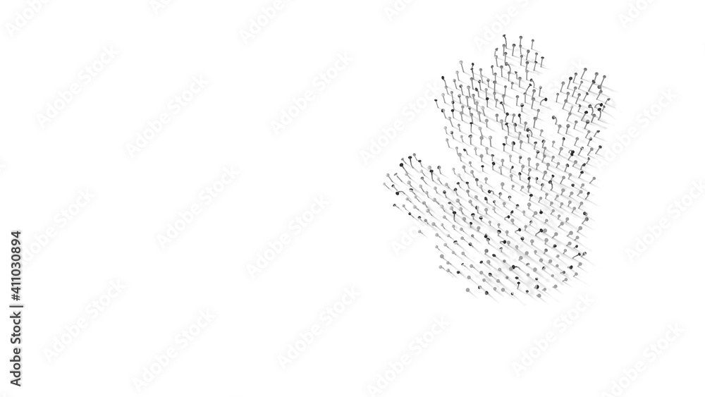 3d rendering of nails in shape of symbol of alien hand with shadows isolated on white background 3d rendering of nails in shape of symbol of alien hand with shadows isolated on white background