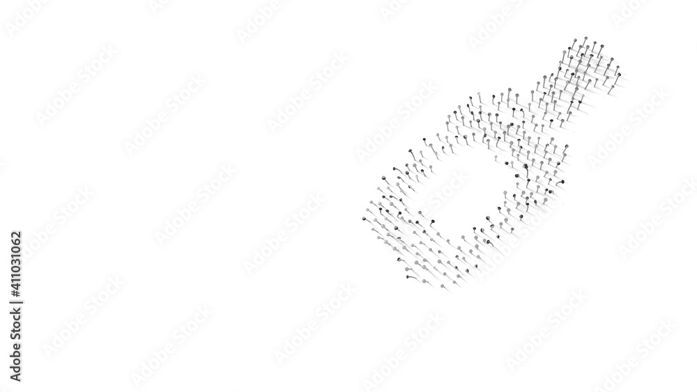 3d rendering of nails in shape of symbol of wine bottle with shadows isolated on white background 3d rendering of nails in shape of symbol of wine bottle with shadows isolated on white background