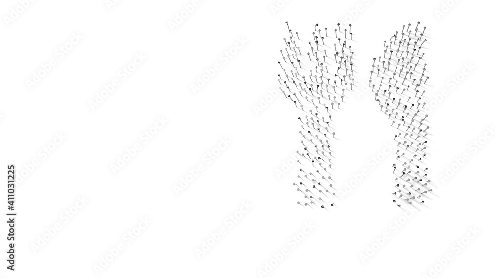3d rendering of nails in shape of symbol of utensils with shadows isolated on white background 3d rendering of nails in shape of symbol of utensils with shadows isolated on white background