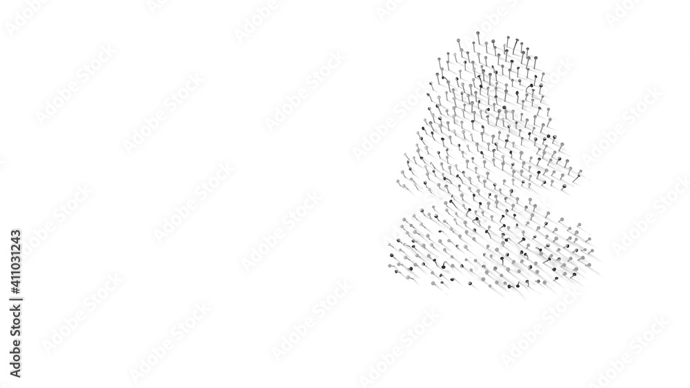 3d rendering of nails in shape of symbol of user with shadows isolated on white background 3d rendering of nails in shape of symbol of user with shadows isolated on white background