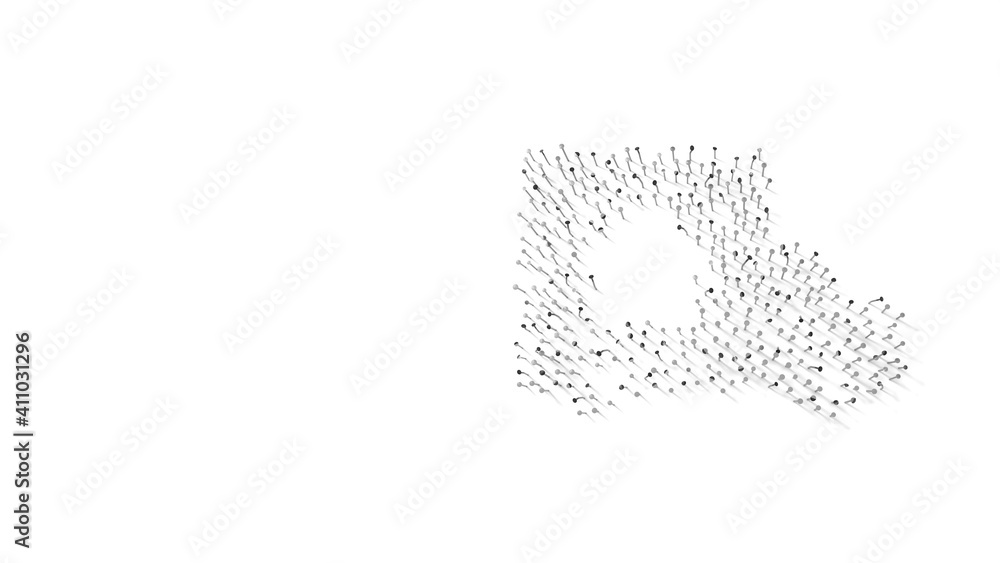 3d rendering of nails in shape of symbol of truck with shadows isolated on white background