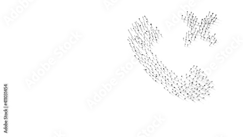 3d rendering of nails in shape of symbol of technology with shadows isolated on white background
