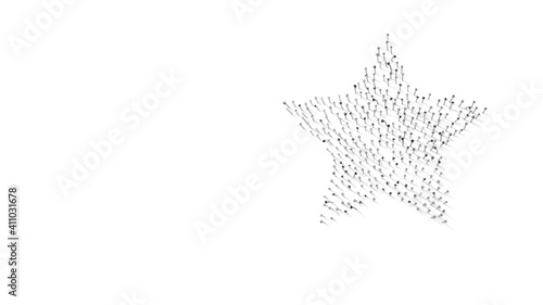 3d rendering of nails in shape of symbol of star with shadows isolated on white background