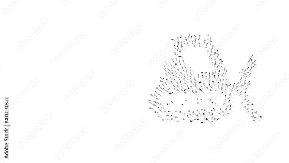 3d rendering of nails in shape of symbol of snowplow with shadows isolated on white background 3d rendering of nails in shape of symbol of snowplow with shadows isolated on white background