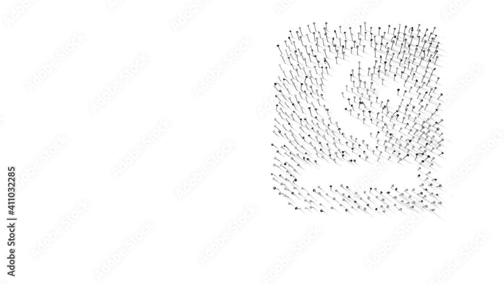 3d rendering of nails in shape of symbol of Quran with shadows isolated on white background 3d rendering of nails in shape of symbol of Quran with shadows isolated on white background