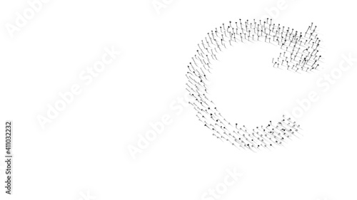 3d rendering of nails in shape of symbol of redo with shadows isolated on white background