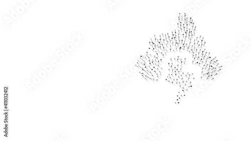 3d rendering of nails in shape of symbol of poo storm with shadows isolated on white background