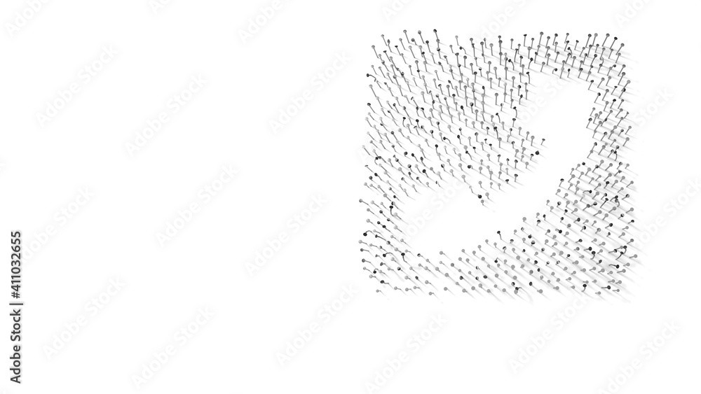 3d rendering of nails in shape of symbol of phone square with shadows isolated on white background 3d rendering of nails in shape of symbol of phone square with shadows isolated on white background