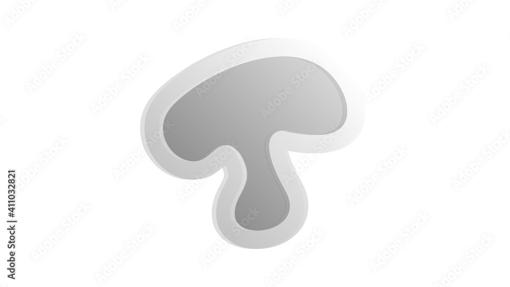 mushrooms on a white background, illustration. a piece of champignon in a cut. mushrooms with a white-gray cap. mushrooms with a volumetric contour. blank for pizza mushrooms on a white background, illustration. a piece of champignon in a cut. mushrooms with a white-gray cap. mushrooms with a volumetric contour. blank for pizza