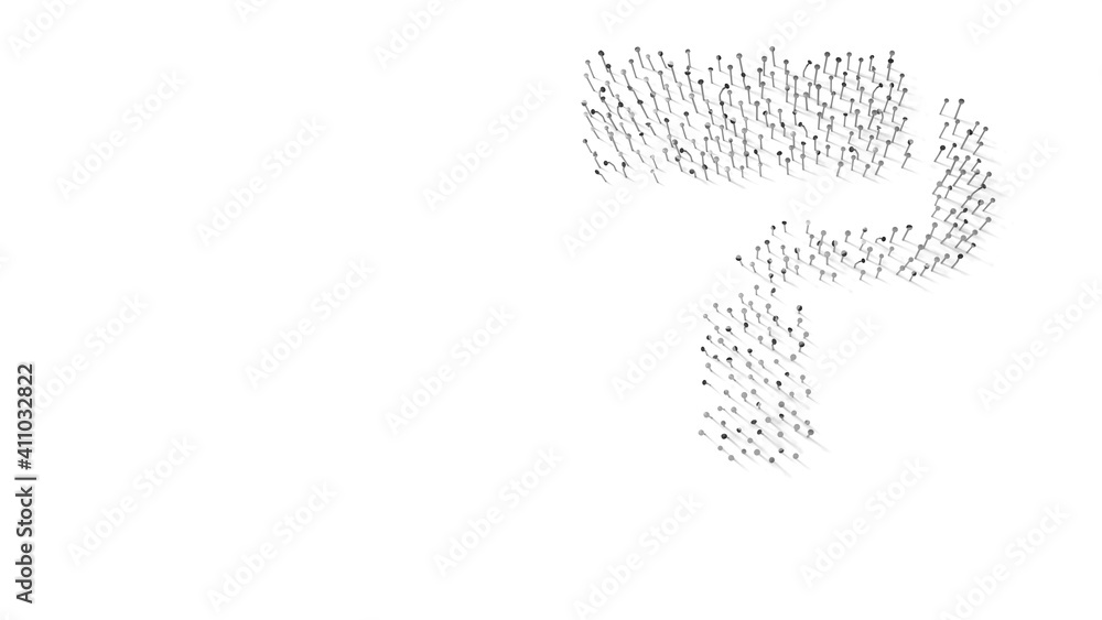 3d rendering of nails in shape of symbol of paint roller with shadows isolated on white background 3d rendering of nails in shape of symbol of paint roller with shadows isolated on white background