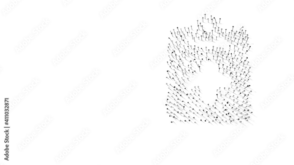 3d rendering of nails in shape of symbol of notes medical with shadows isolated on white background 3d rendering of nails in shape of symbol of notes medical with shadows isolated on white background
