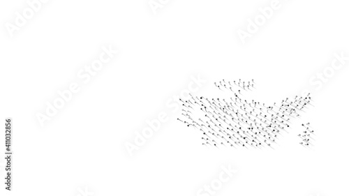 3d rendering of nails in shape of symbol of oil can with shadows isolated on white background