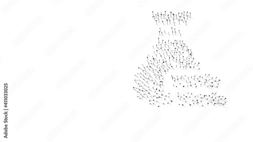 3d rendering of nails in shape of symbol of money bag with shadows isolated on white background 3d rendering of nails in shape of symbol of money bag with shadows isolated on white background
