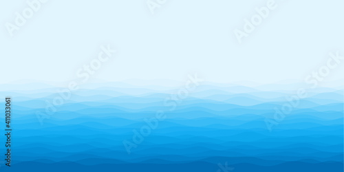 Abstract waves cover. Horizontal background with curves in light blue colors. Amazing vector illustration.
