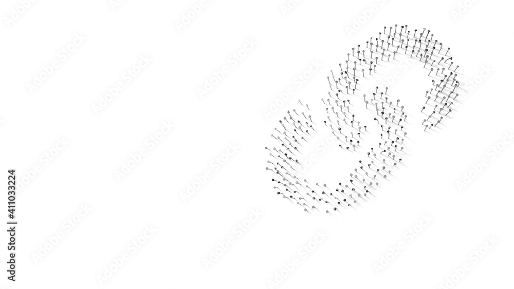 3d rendering of nails in shape of symbol of link with shadows isolated on white background 3d rendering of nails in shape of symbol of link with shadows isolated on white background