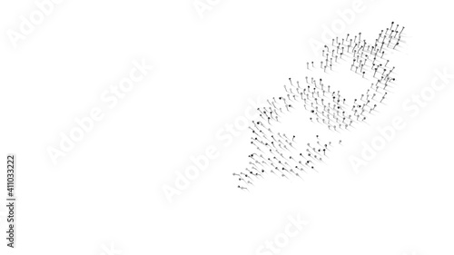 3d rendering of nails in shape of symbol of link with shadows isolated on white background