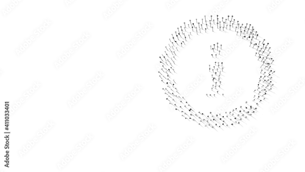 3d rendering of nails in shape of symbol of info with shadows isolated on white background 3d rendering of nails in shape of symbol of info with shadows isolated on white background