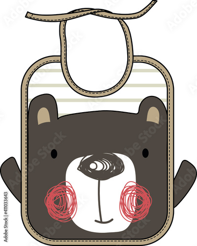 Baby bib design flat sketch template vector illustration