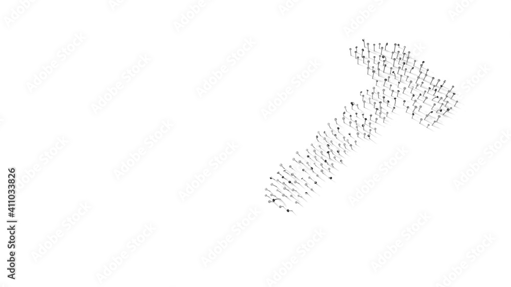 3d rendering of nails in shape of symbol of hammer with shadows isolated on white background 3d rendering of nails in shape of symbol of hammer with shadows isolated on white background