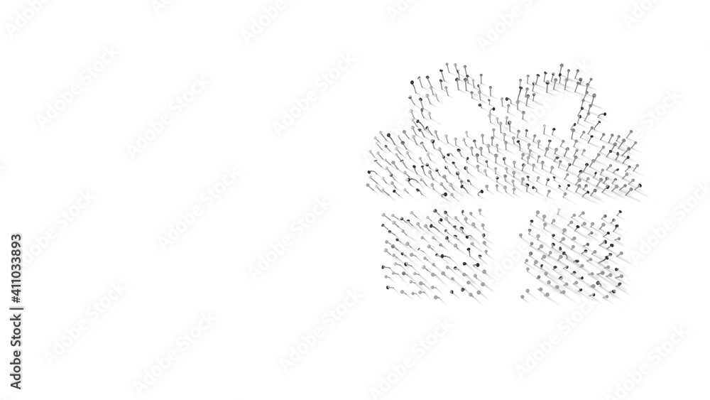 3d rendering of nails in shape of symbol of gift with shadows isolated on white background 3d rendering of nails in shape of symbol of gift with shadows isolated on white background