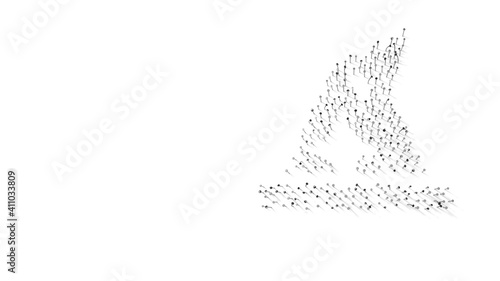 3d rendering of nails in shape of symbol of hat wizard with shadows isolated on white background