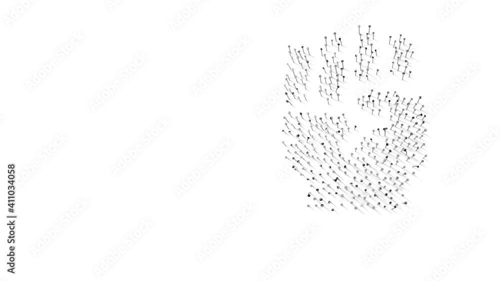 3d rendering of nails in shape of symbol of fist raised with shadows isolated on white background 3d rendering of nails in shape of symbol of fist raised with shadows isolated on white background