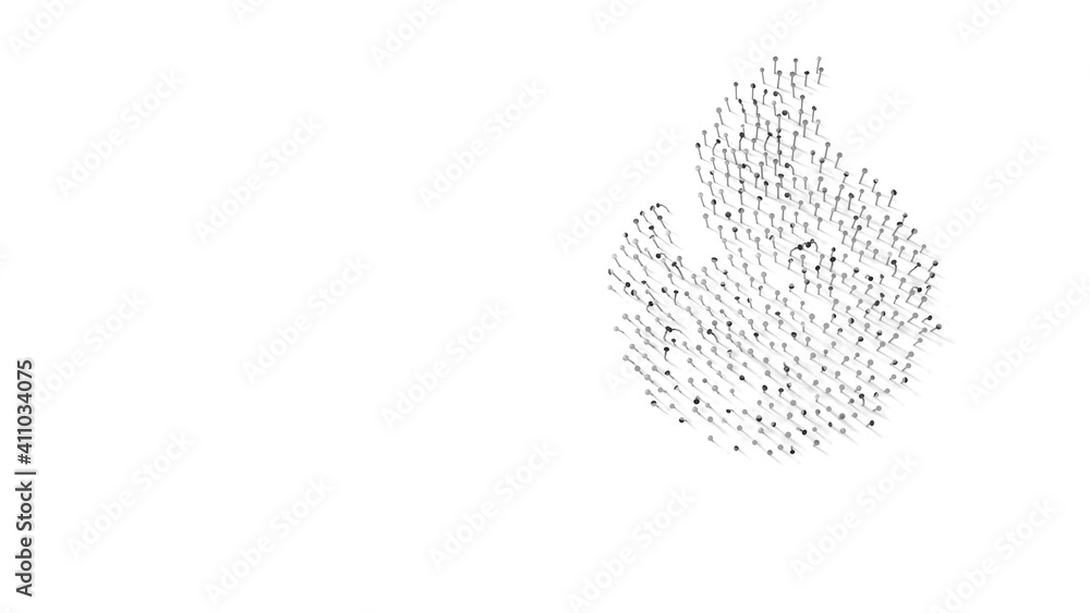 3d rendering of nails in shape of symbol of fire with shadows isolated on white background 3d rendering of nails in shape of symbol of fire with shadows isolated on white background