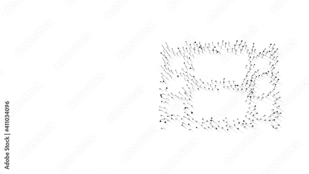 3d rendering of nails in shape of symbol of film with shadows isolated on white background 3d rendering of nails in shape of symbol of film with shadows isolated on white background