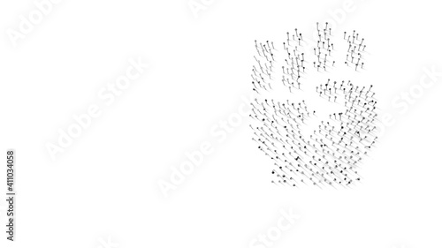 3d rendering of nails in shape of symbol of fist raised with shadows isolated on white background