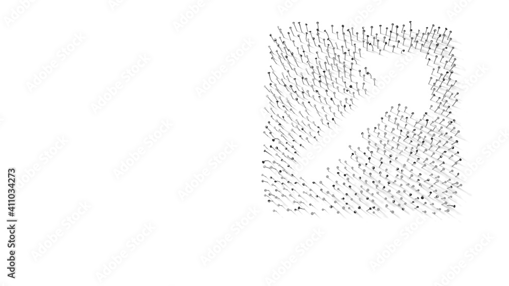 3d rendering of nails in shape of symbol of external link square with shadows isolated on white background 3d rendering of nails in shape of symbol of external link square with shadows isolated on white background