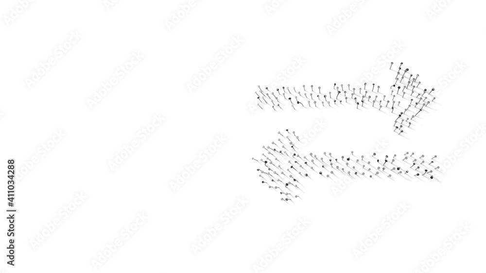 3d rendering of nails in shape of symbol of exchange alt with shadows isolated on white background 3d rendering of nails in shape of symbol of exchange alt with shadows isolated on white background