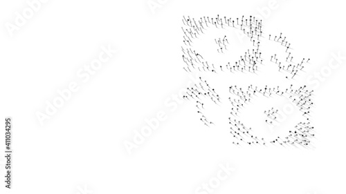 3d rendering of nails in shape of symbol of exchange with shadows isolated on white background