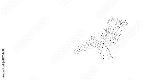 3d rendering of nails in shape of symbol of crow with shadows isolated on white background